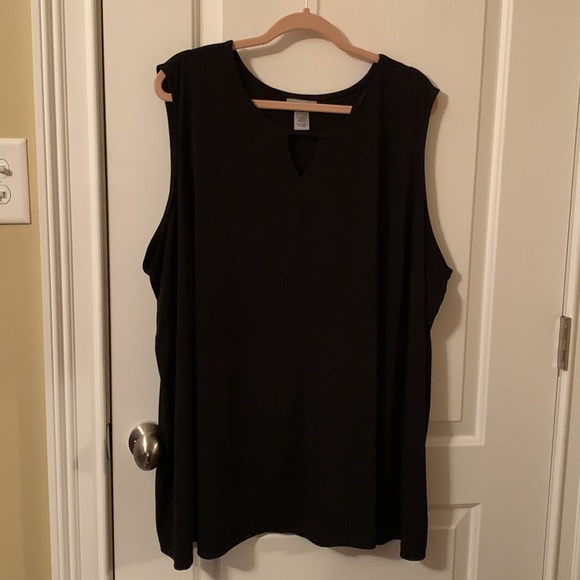 EUC Catherines black stretchy v-neck sleeveless top size 4x(30/32W) - Picture 2 of 9